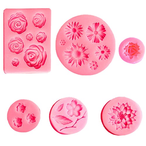 6pcs flowers silicone - 6pcs,