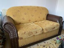Vintage Leather/Fabric Sofa In Excellent Condition