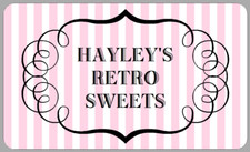Retro Pink Candy Stripe Stickers Personalised Candy Cart Sweet Cone Labels