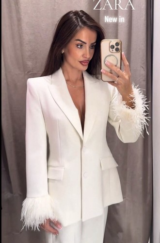 Zara blazer with feather cuffs - blazer,