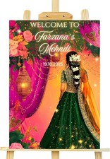 Personalised Mendhi Sign Wedding Welcome Sign A1 A2 A3 A4 (Design 1)