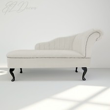 Chaise Longue Chesterfield Sofa White Cream Accent Chair Senna Stripe Lounge