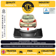 REAR BUMPER - PRIMED - FOR VAUXHALL CORSA D 2006-2014 3DR - INSURANCE CERTIFIED