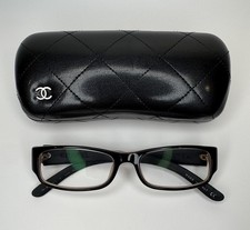 Chanel Reading Glasses Quilted Black Leather Frames Stitched W Case