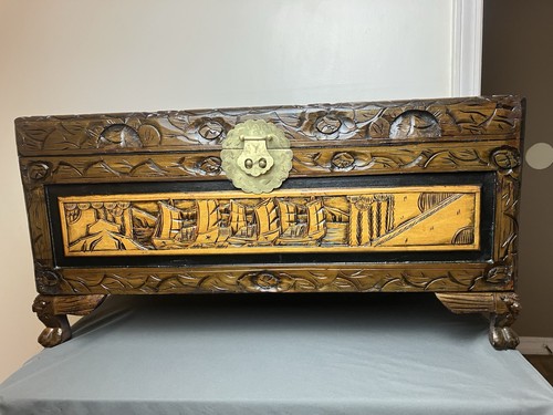 Vintage hand carved asian - hand-carved,