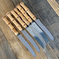 6 x rostfrei solingen Bamboo Handle Table Knives
