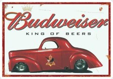 BUDWEISER CAR RETRO Beer Sticker FRIDGE Decals Window bar pub  x2