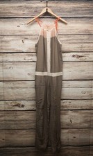 Promod Jumpsuit Elastic Waist Side Pockets Tie Spaghetti Straps 