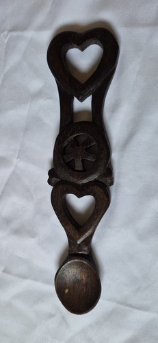 Dark wood welsh love spoon - wood,