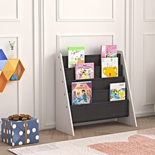 4 Tier Children Sling Book Rack Bookshelf Wooden Kids Book Rack Storage Shelf UK