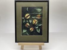 Still Life Framed Glazed Watercolour 5 Horse Chestnut Fruits Conkers and Leaves