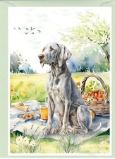 Weimaraner Dog Greetings Card. Front of card can be personalised