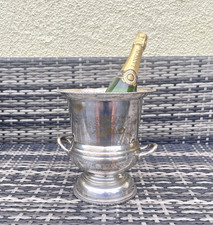 VINTAGE SILVER PLATED MEDICI ETCHED URN CHAMPAGNE WINE BOTTLE ICE BUCKET COOLER