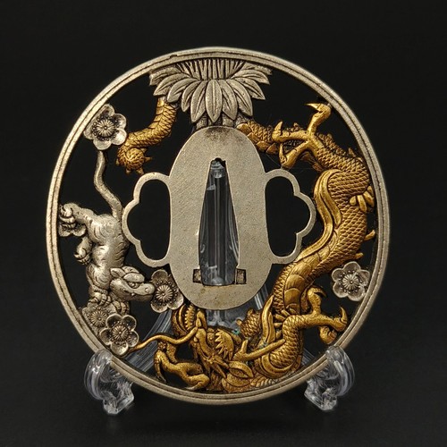 Japanese tsuba dragon tiger - japanese,