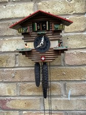 Vtg Swiss  Wooden Cuckoo Clock  For Parts or Restoration NOT Working retro 