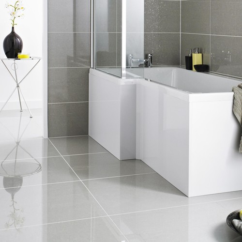 White gloss shower bath - white,