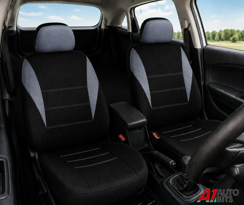 Front grey black seat covers - grey,