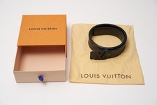 LOUIS VUITTON Leather Belt LV Matte Black Damier Graphite M9808 40" 100 RRP £390