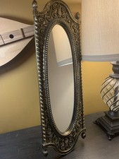 Vintage 1973 Ornate Homco Oval Vertical Horizontal Wall Mirror #2356 Black/Gold.