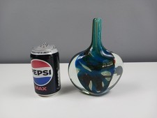 Mdina Glass Marble/Tiger Cut Ice Lollipop Vase - Signed - 18 cm Tall