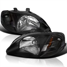 Crystal Black Headlight Amber Reflector For Honda Civic EJ EK EK4 EK9 1999-00