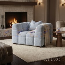 Luxury Trissa Bubble 1 Seater Single Sofa Arm Chair Pearl Grey Couch Living Room