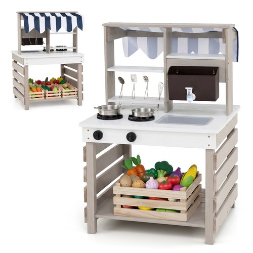 Wooden mud kitchen - 2-in-1,