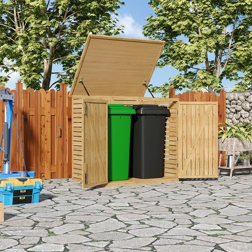 Wooden dual wheelie bin - wooden,