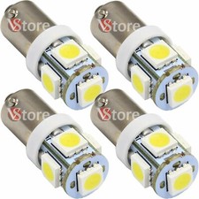 Pack 4 Unità 5 LED SMD 5050 T4W 12V Auto BA9S Lampadine Posizione Bianco 5W