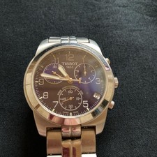 TISSOT PR50 quartz chronograph watch with whistle 41 mm silver dial J378 47...