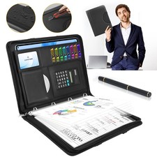Conference Folder A4 Zipped Portfolio Case Planner Document Organizer Calculator