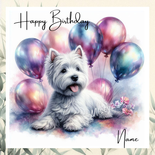 Personalised westie greeting - westie,