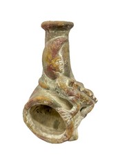 Vintage Clay Aztec Mayan Lizard Moon Stars Chiminea Incense Burner C-HLDER 11.5”