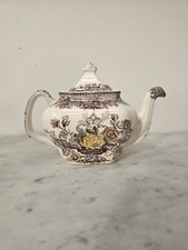 Vintage Mason's Ironstone Teapot In The "Ascot" Pattern, Brown/multicoloured. 