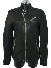 Diesel Black Lamb Leather Motorcycle Jacket Size M (38/40" Chest)- Pre-owned 
