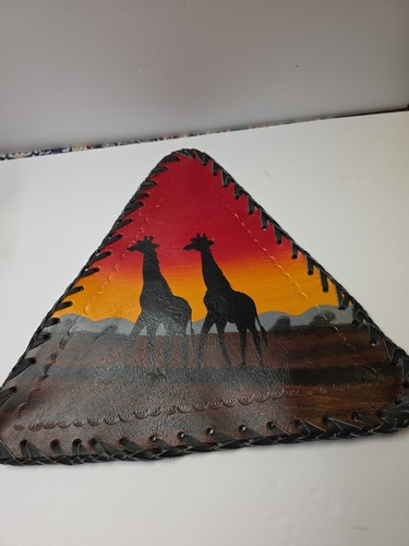 Giraffe hand painted leather - giraffe,