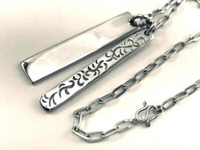 925 Sterling Silver 22" Chain and Pendant Top Set. 25 grams. 2 Pendant Tags. 