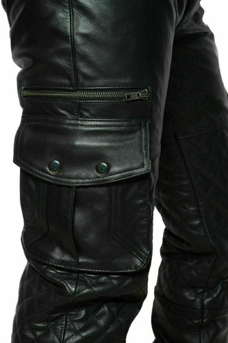 Mens pure black leather pant - mens,