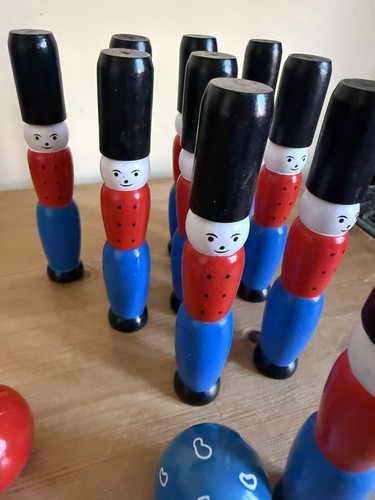 Wooden soldier skittles used - skittles,