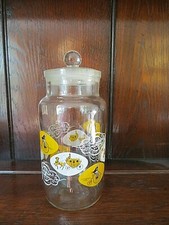 Vintage Ravenhead Glass Sweet Storage Jar 8 Inches Carriage Penny Farthing Print