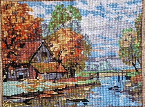 Completed needlepoint tapestry - needlepoint,