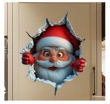 3D Wall-Breaking Santa Claus Sticker, Christmas Creative Wall Sticker