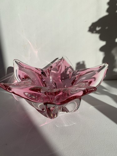 Murano glass pink bowl ashtray - glass,