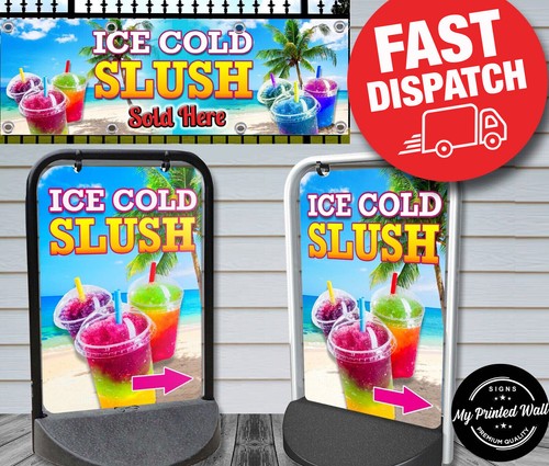 Ice slush drinks pavement sign - ice,