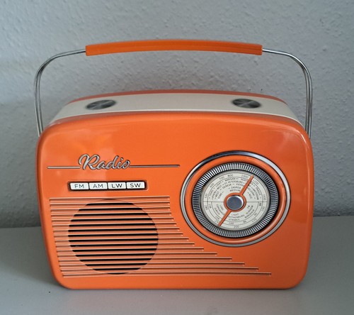Retro radio biscuit tin orange - biscuit,