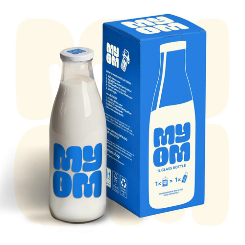 Myom glass milk bottle - milk,