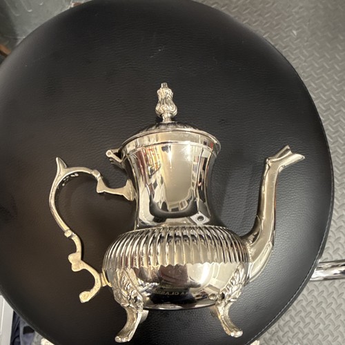 Silver plate tea - plate, pot