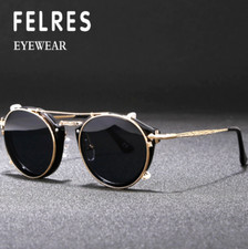 Fashion Steampunk Flip Up Lens Sunglasses Men Women Oval Retro Outdoor Glasses 