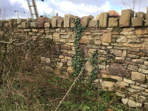 Random sandstone walling/