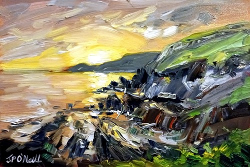Sunset ocean landscape oil - sunset,